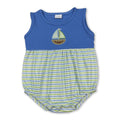 Sleeveless boat embroidery stripe baby boy romper
