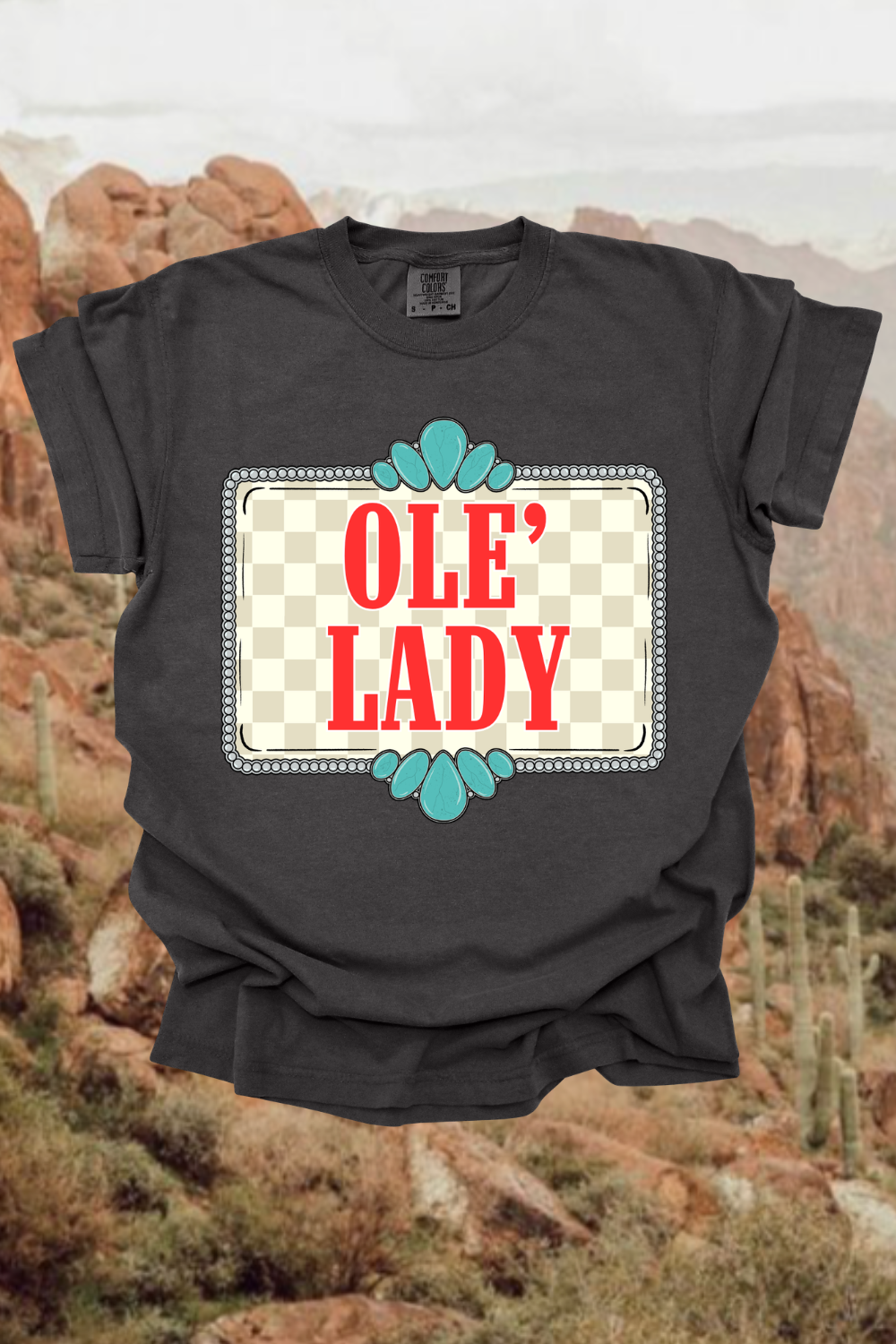 Ole' Lady Checkered Graphic Tee
