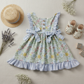 Spring garden Ruffle  floral and stripe dress